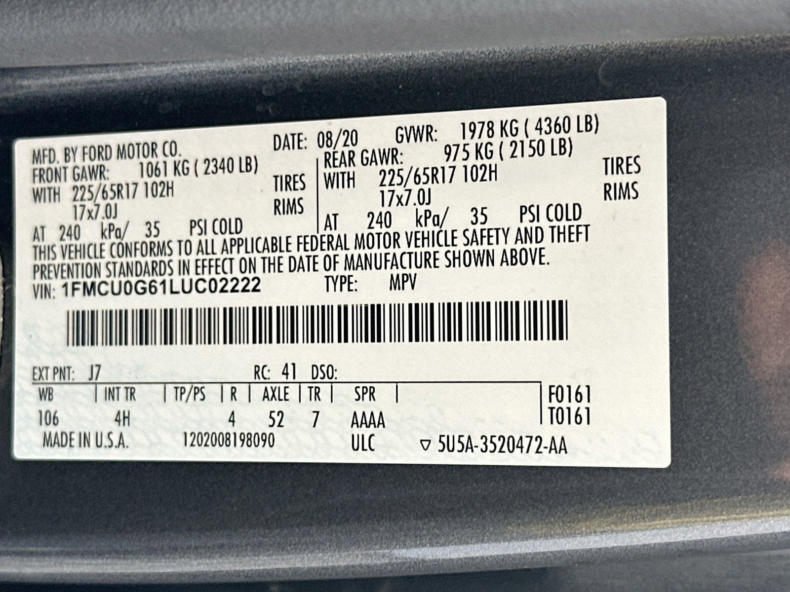 2020 Ford Escape SE
