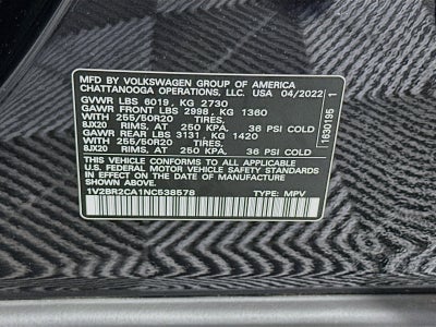 2022 Volkswagen Atlas 3.6L V6 SEL