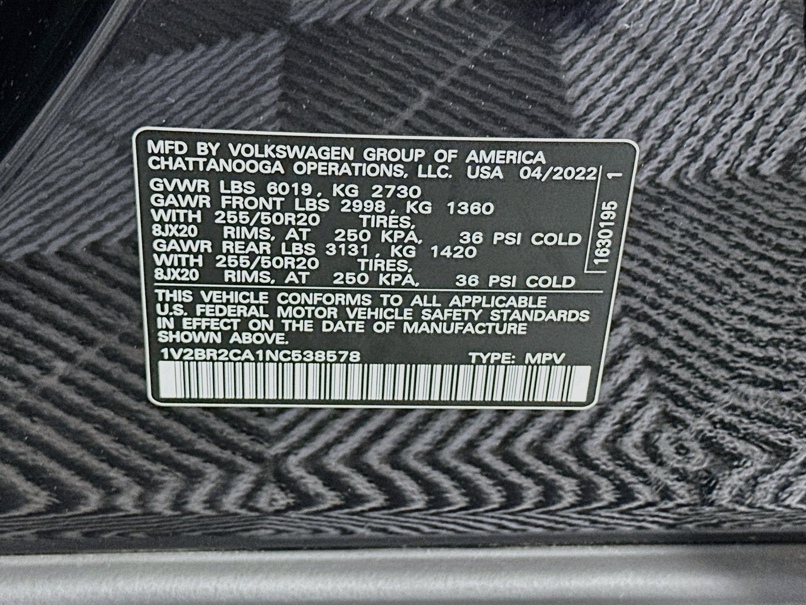 2022 Volkswagen Atlas 3.6L V6 SEL