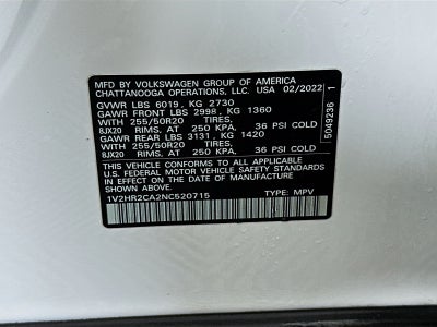 2022 Volkswagen Atlas 3.6L V6 SE w/Technology