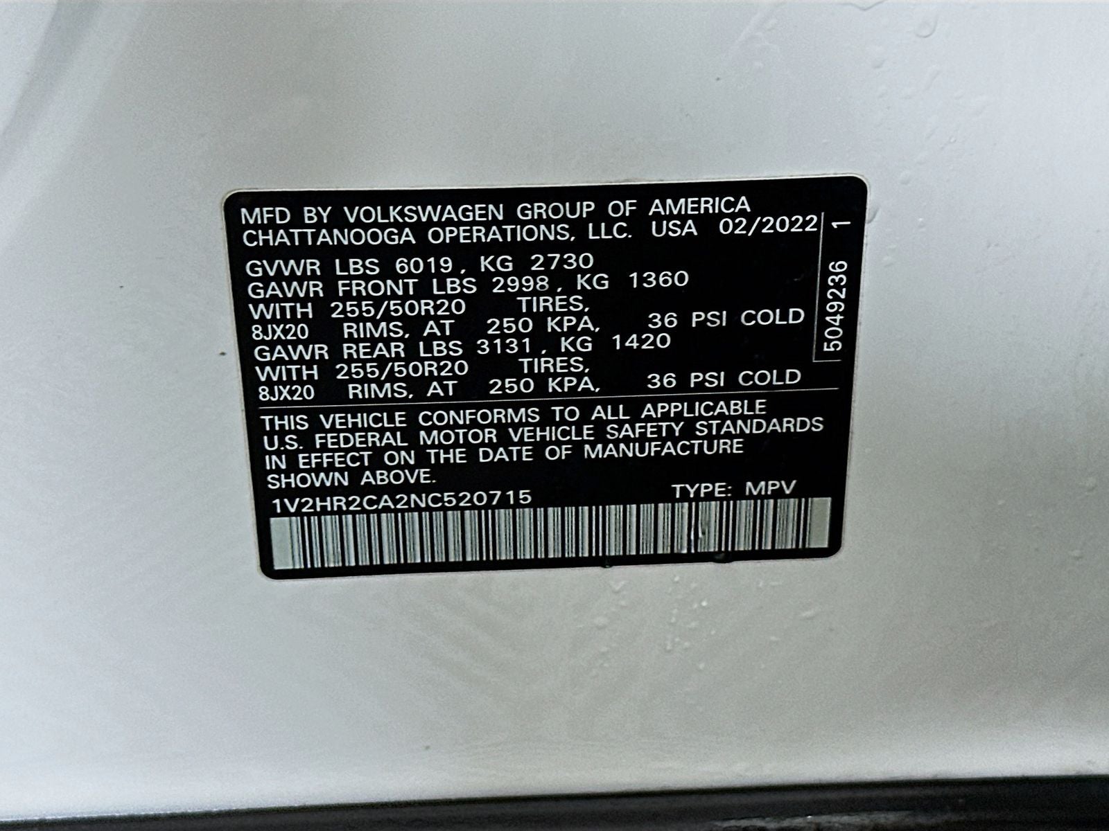 2022 Volkswagen Atlas 3.6L V6 SE w/Technology