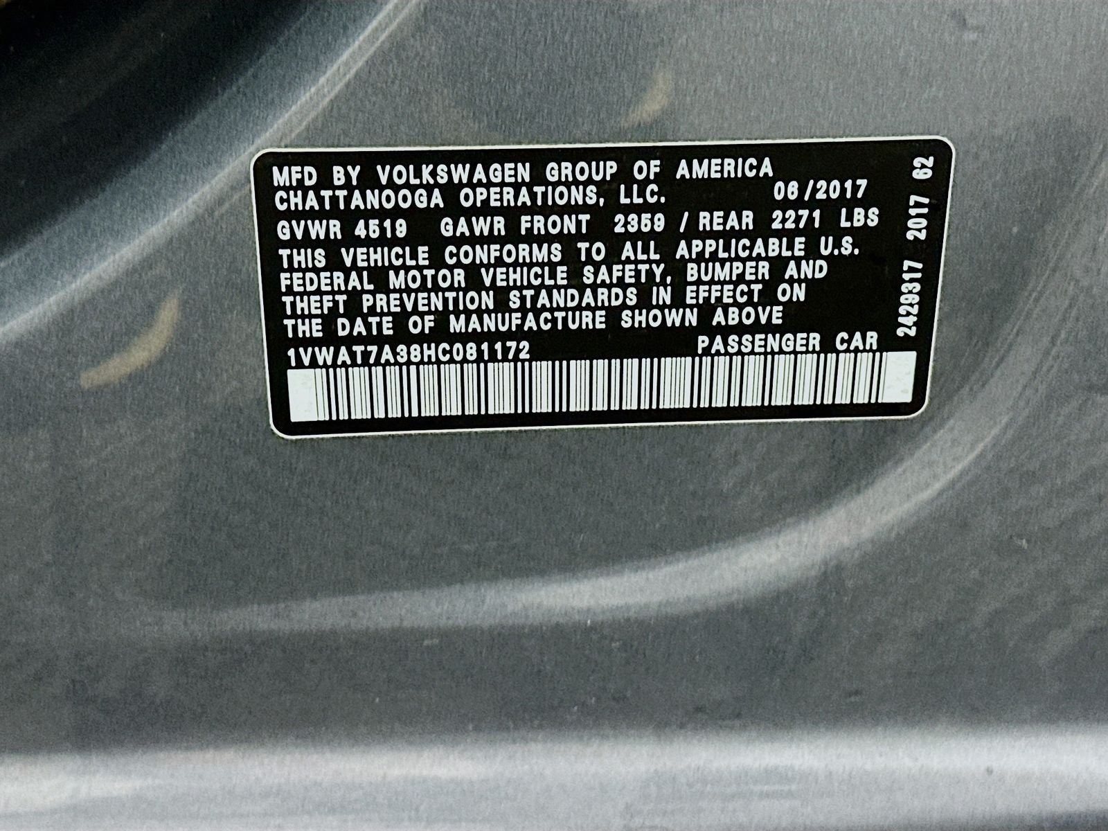 2017 Volkswagen Passat 1.8T S
